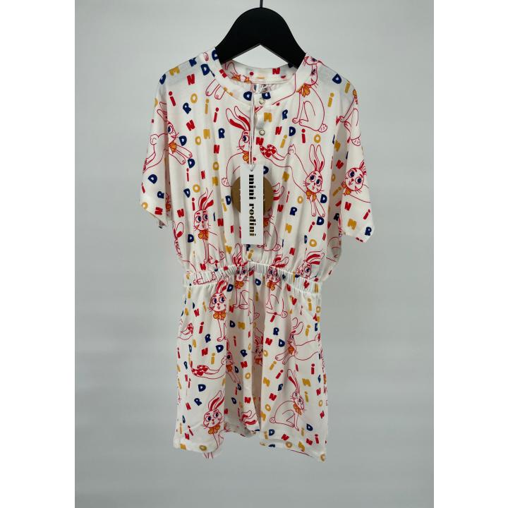 Zomerpak Korte Mouw Beige Konijnen Print - 104 / 110 - Nieuw