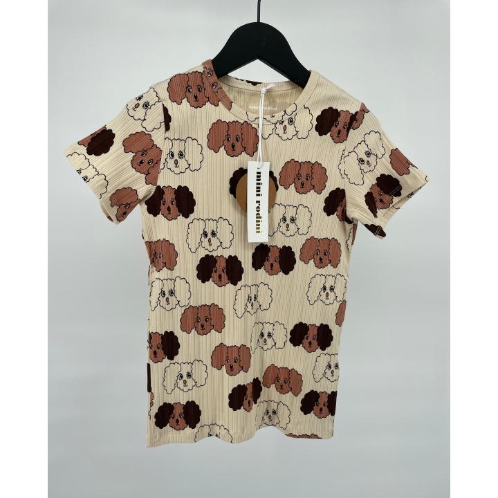 T-shirt Beige Bruin Hondjes - 128 / 134 - Nieuw