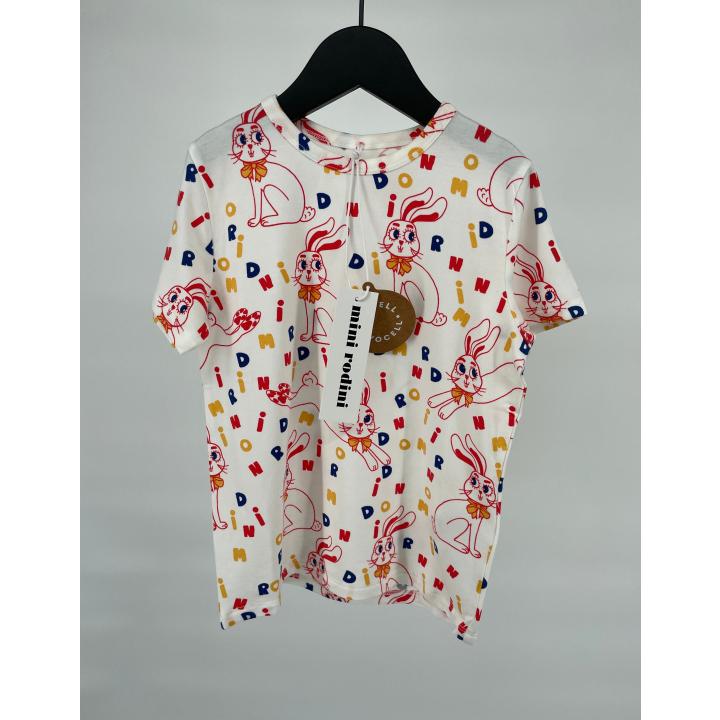 T-shirt Beige Konijnen Letter Print - 104 / 110 - Nieuw