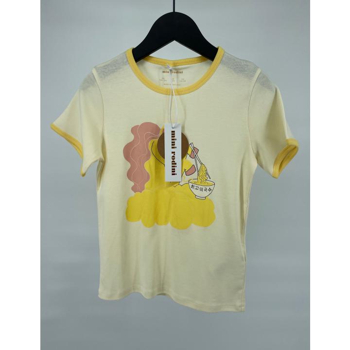 T-shirt Beige Geel Roze Unicorn Noodles - 128 / 134 - Nieuw