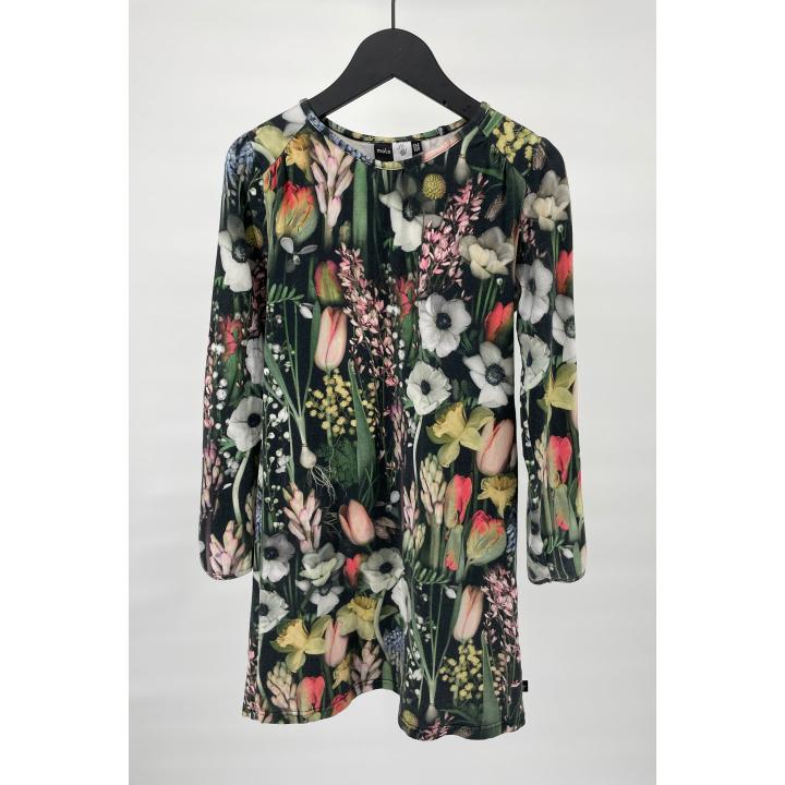 Jurk Lange Mouw Multicolor Bloemenprint Maat 134 / 140