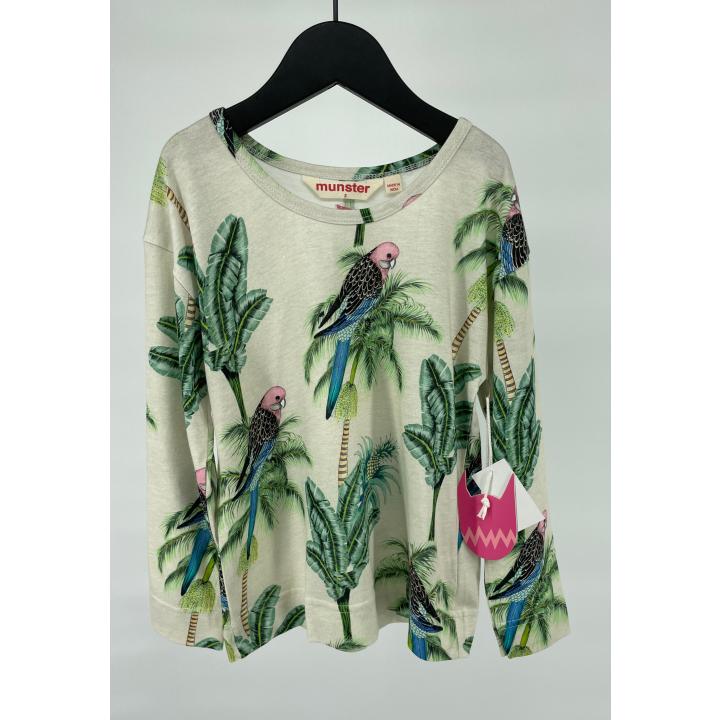 Longsleeve Beige met Palmbomen en Vogel Print - 98 - Nieuw
