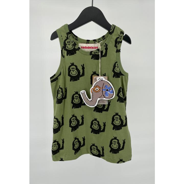 Tanktop Groen Aapjes Print - 98 / 104 - Nieuw