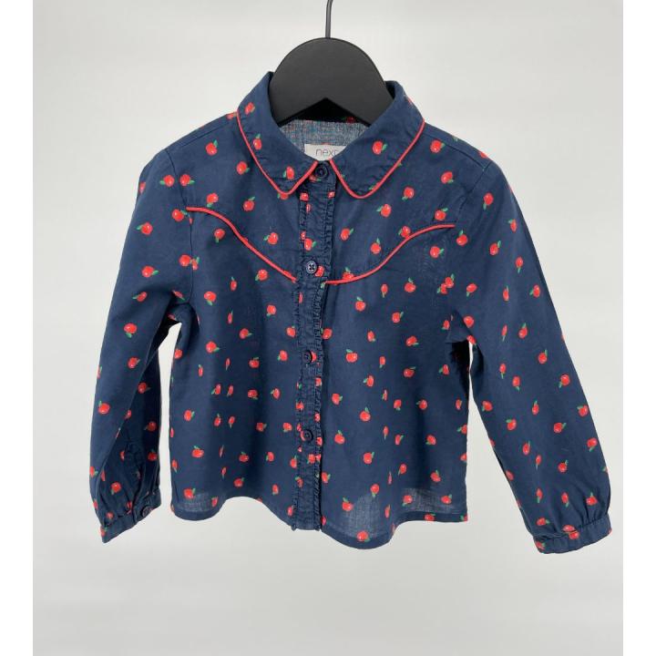 Blouse Donkerblauw Appeltjes Maat 80 / 86
