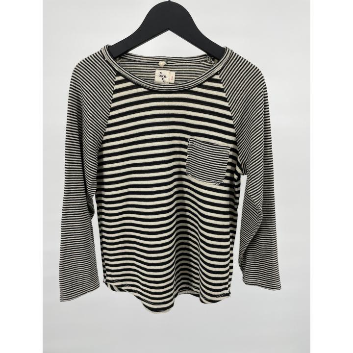 Longsleeve Zwart Beige Gestreept Maat 128 / 134