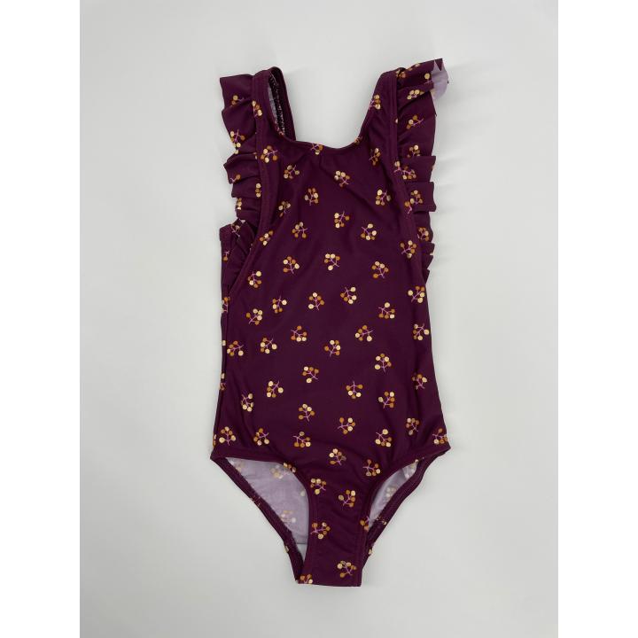 Badpak Bordeaux Rood Bessen Print UPF 50+ Maat 92