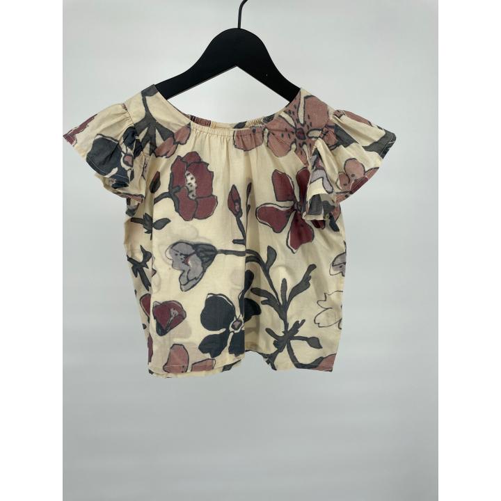 Top Beige Bloemen Roesjes Maat 104