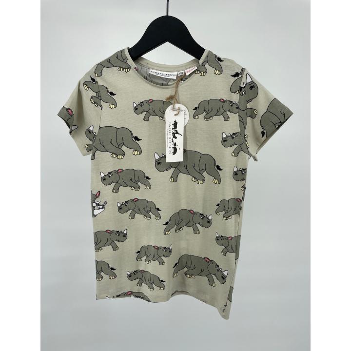 T-shirt Beige Neushoorn Print - 116 / 122 - Nieuw
