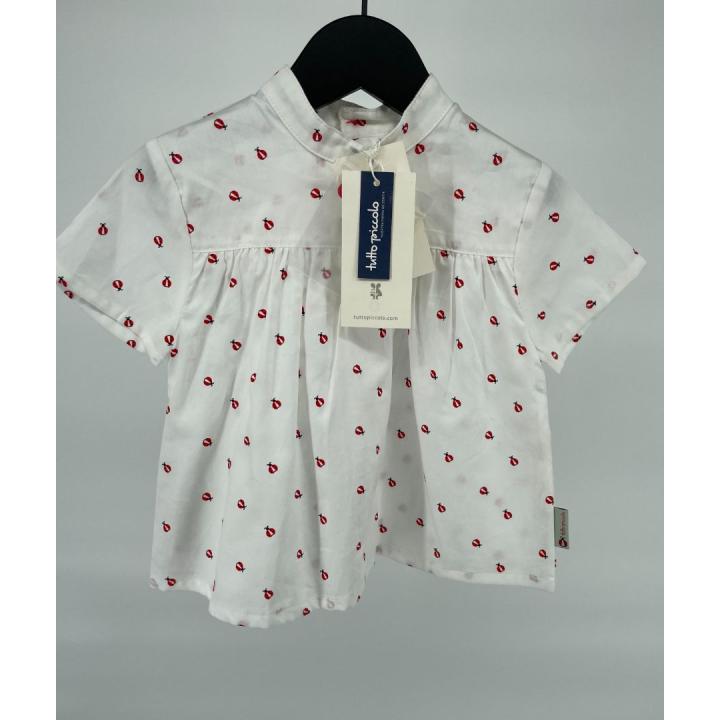 Top Korte Mouw Wit Lieveheersbeestjes Maat 80