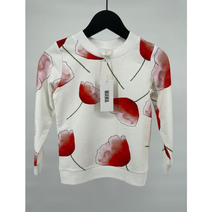 Trui Wit Klaproos Print - 110 / 116 - Nieuw