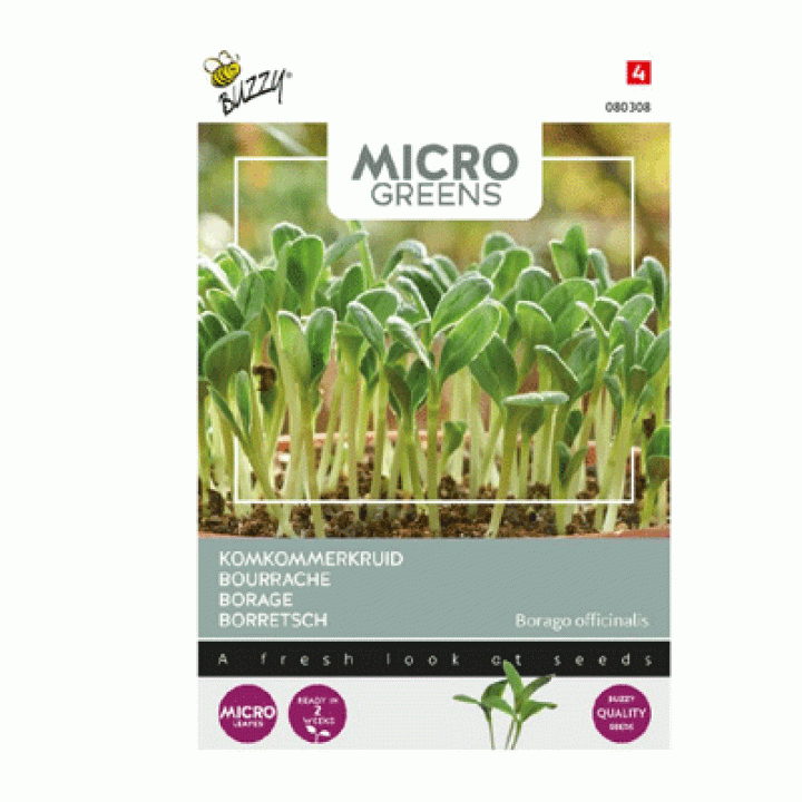 Buzzy® Microgreens, Borage (komkommerkruid)