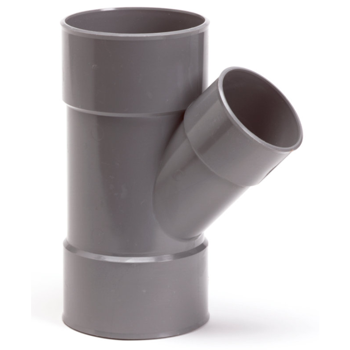 PVC T-stuk 45° 3xLV verloop - 75-40mm