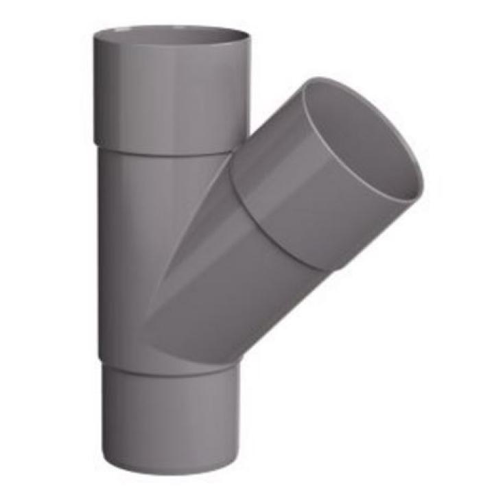 PVC 70 mm T-stuk 45° HWA 2 x LV - verjongd spie