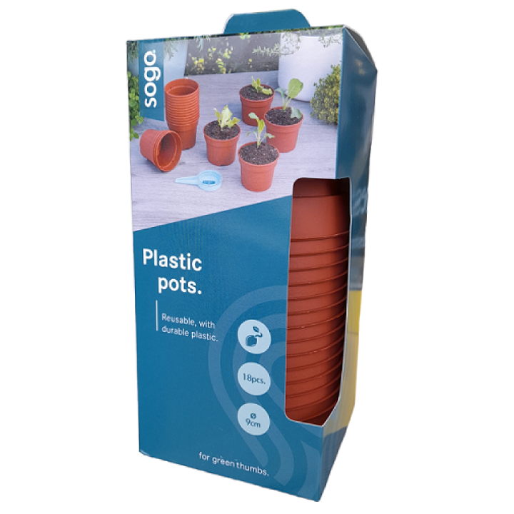 SOGO Plastic potje terra kleur 9cm 18st.