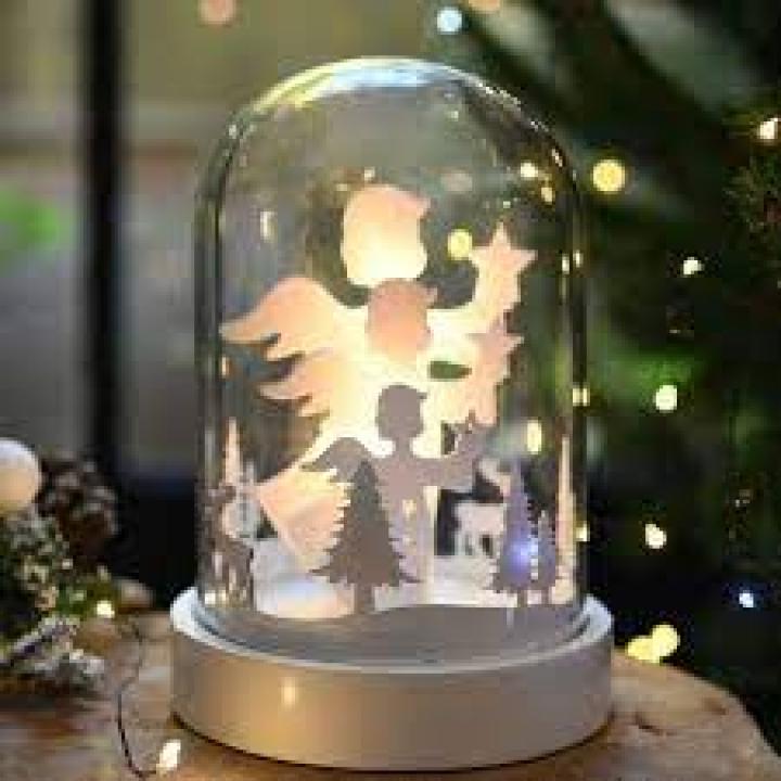Kerst glazen stolp groot (18cm) engel 