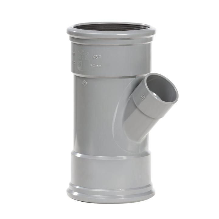 PVC T-stuk 45° Manchet verloop (110x75mm)  manchet/lijmmof
