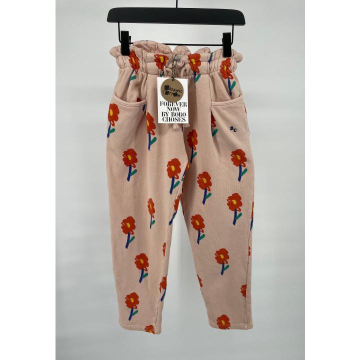 Joggingbroek Beige Bloemetjes Print Maat 116 / 122