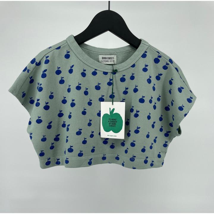 Crop Top Groen Blauw Appels Maat 116 / 122