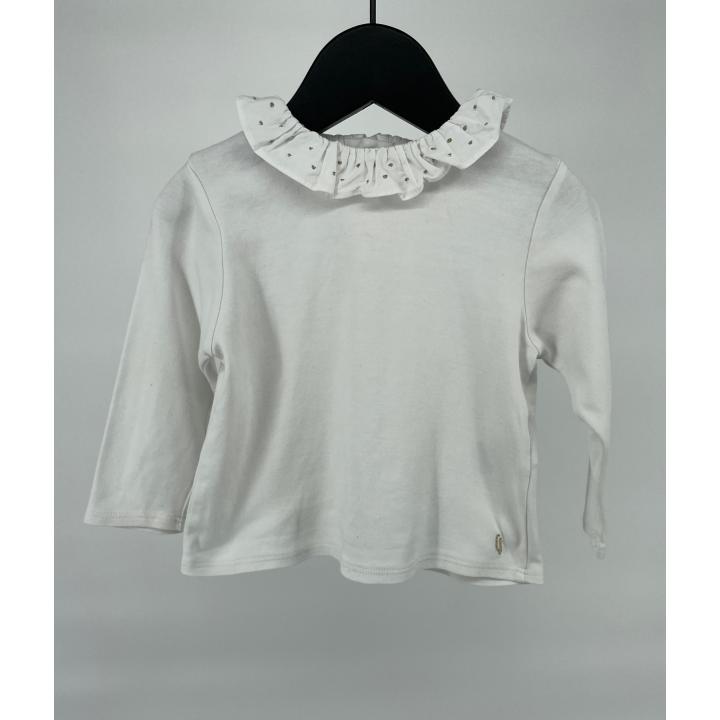 Top Lange Mouwen Wit Roesjes Kraag Maat 74