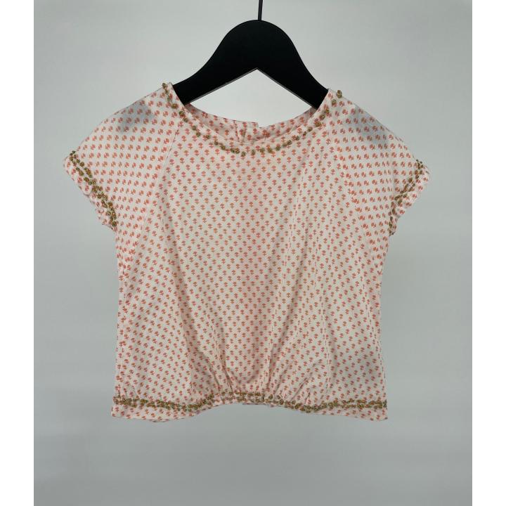 Top Beige Roze Korte Mouw Maat 74