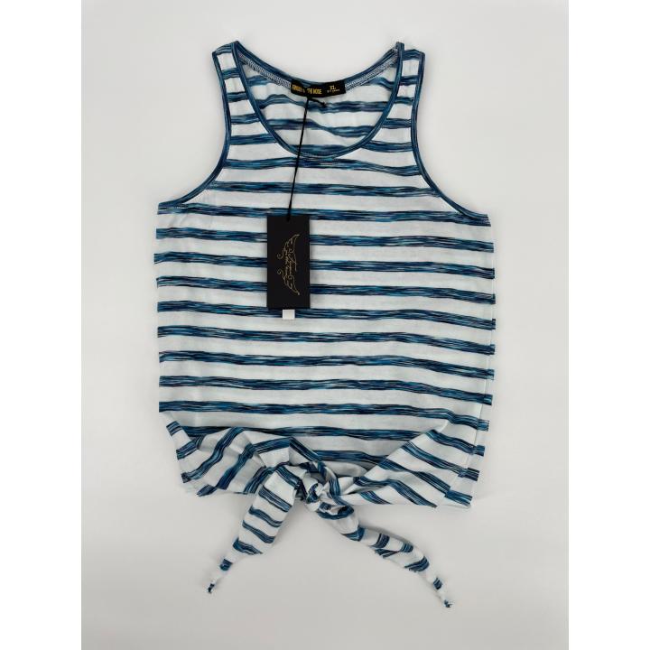 Tanktop Wit Blauw Gestreept met Strik Maat 134