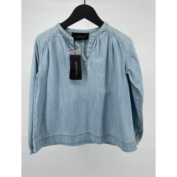 Blouse Lange Mouwen Blauw Denim Maat 122