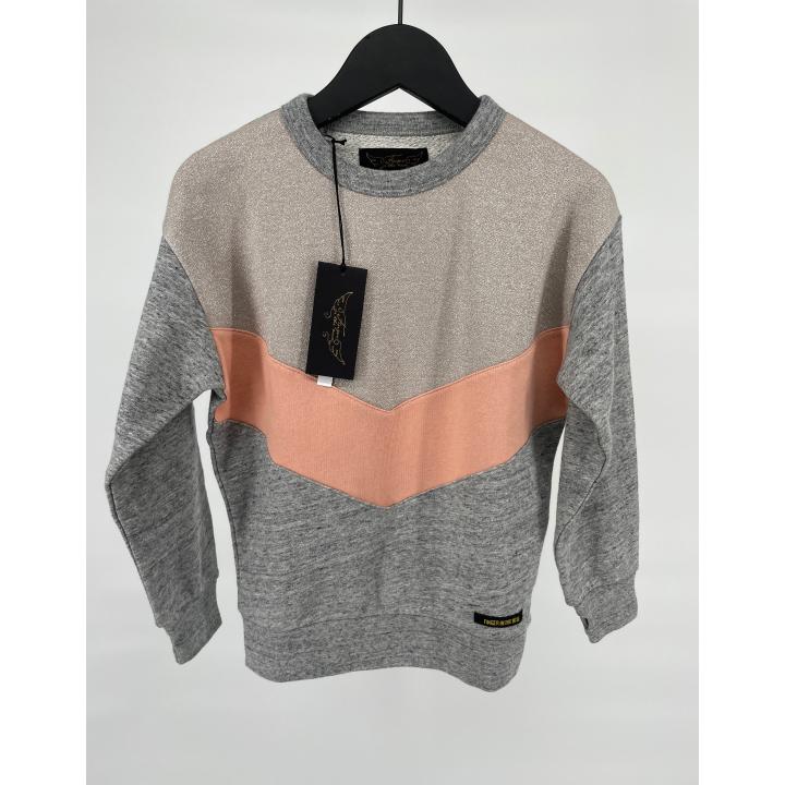 Trui Grijs Roze Glitter - 122 - Nieuw