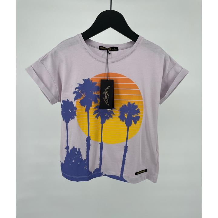 T-shirt Lila Palmbomen Sunset - 122 - Nieuw