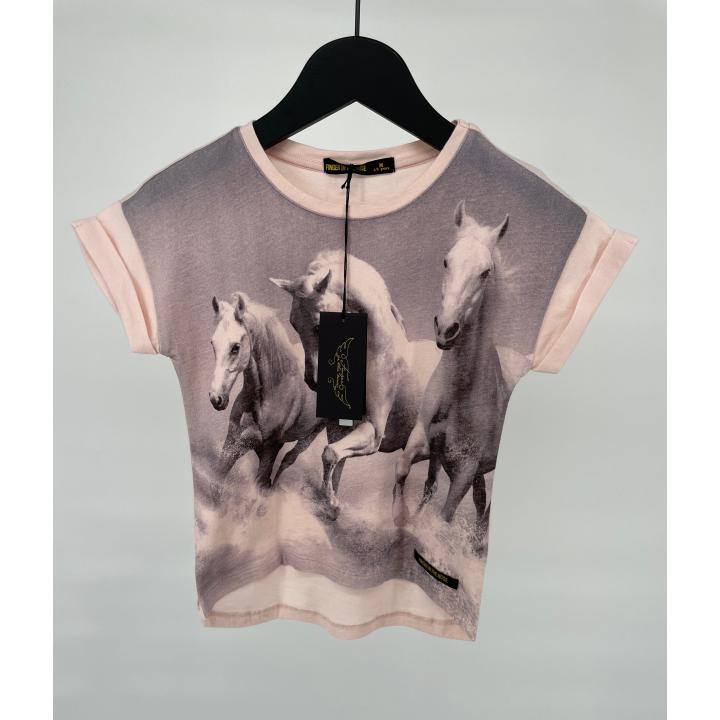 T-shirt Roze met Paarden Maat 110