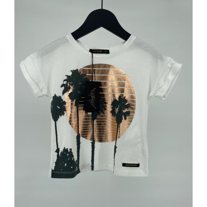T-shirt Wit Palmbomen Sunset Maat 110