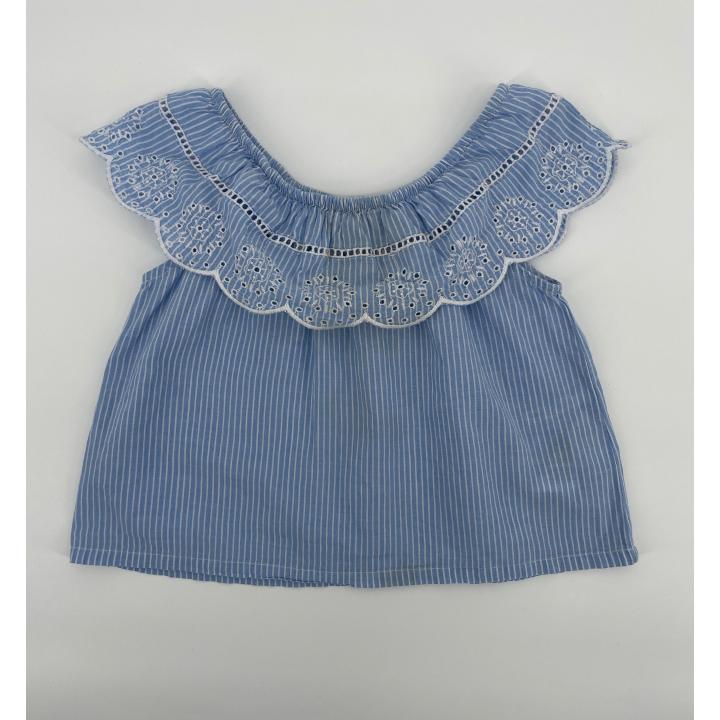Top Mouwloos Blauw Wit Streepjes Maat 98