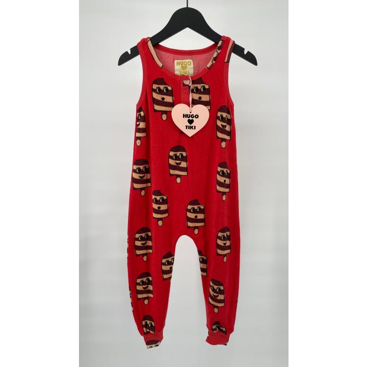 Jumpsuit Mouwloos Rood IJsjes Maat 104