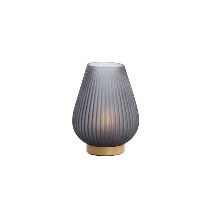 LED Tafellamp Tajera glas mat grijs goud