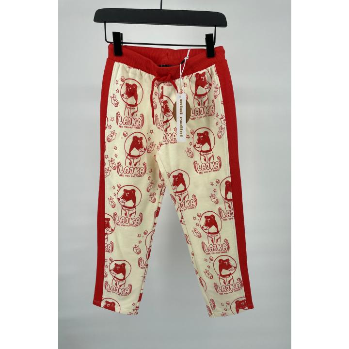 Joggingbroek Beige Rood Lajka Hondjes Print - 116 / 122 - Nieuw