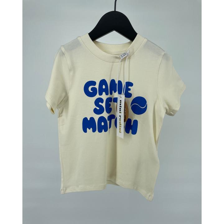 T-shirt Beige Blauw Game Set Match Maat 92 / 98