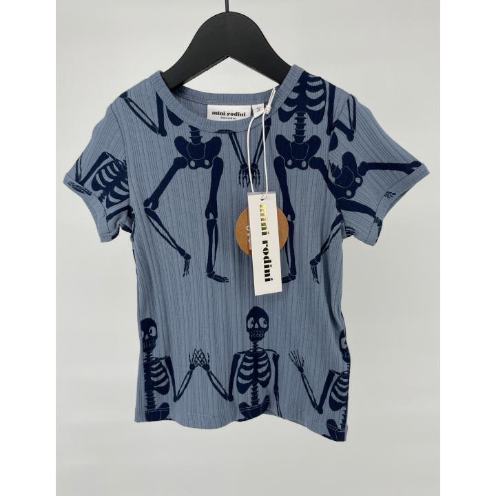 T-shirt Blauw Skelet Maat 92 / 98