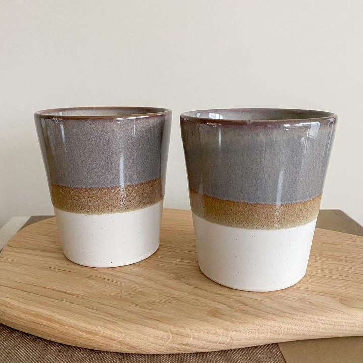 Keramische mok bruin beige - set van 2