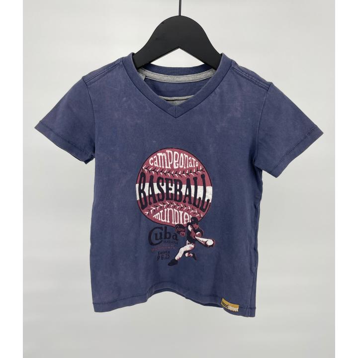 T-shirt V-hals Donkerblauw Baseball Maat 104