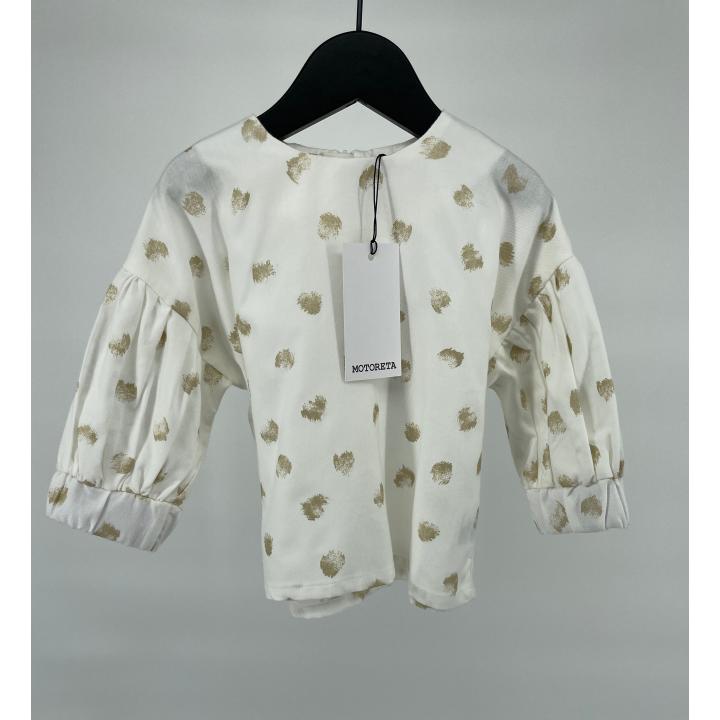 Top Lange Mouw Beige Gouden Stippen Maat 74