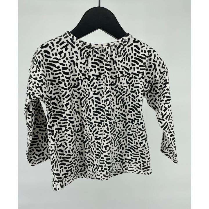 Top Lange Mouw Wit Zwart Print Maat 80