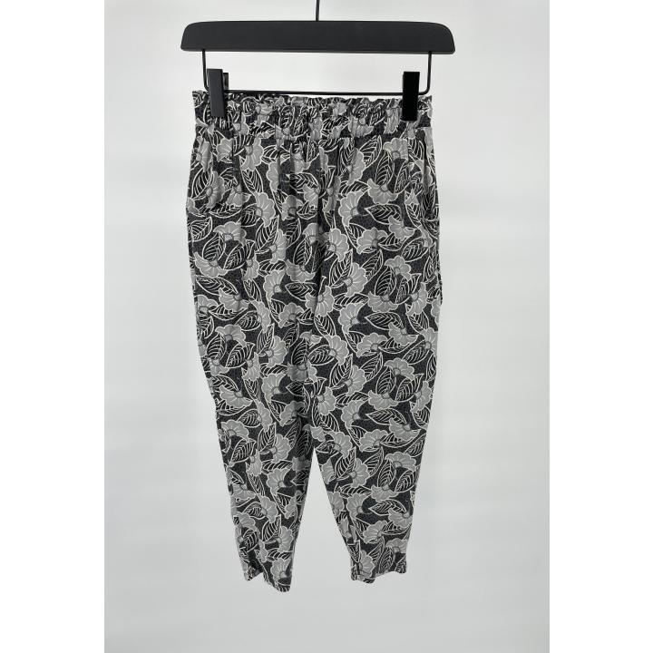 Broek Grijs Bloemen Print Maat 110