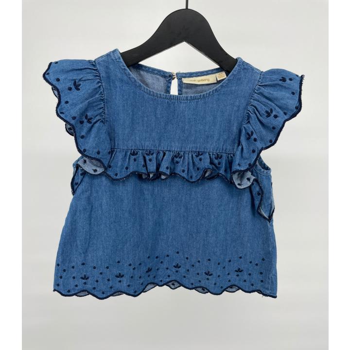 Top Blauw Denim Roesjes Maat 104