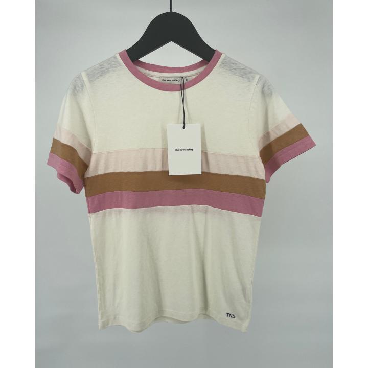 T-shirt Beige Roze Bruin Strepen Maat 128