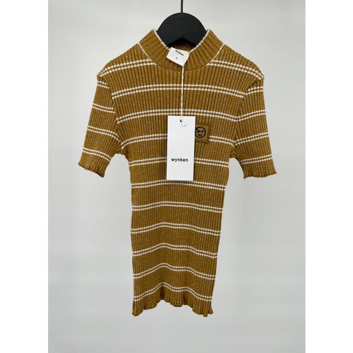 Top Korte Mouw Goud Rib Turtle Nek Maat 128