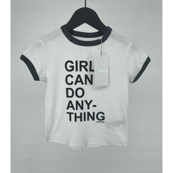 T-shirt Wit Girls Can Do Anything Maat 110 / 116