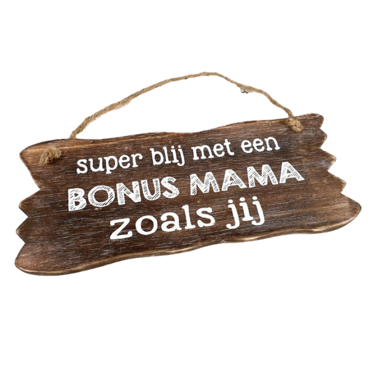 Woodart Wandbordje Bonus Mama 12x30 cm