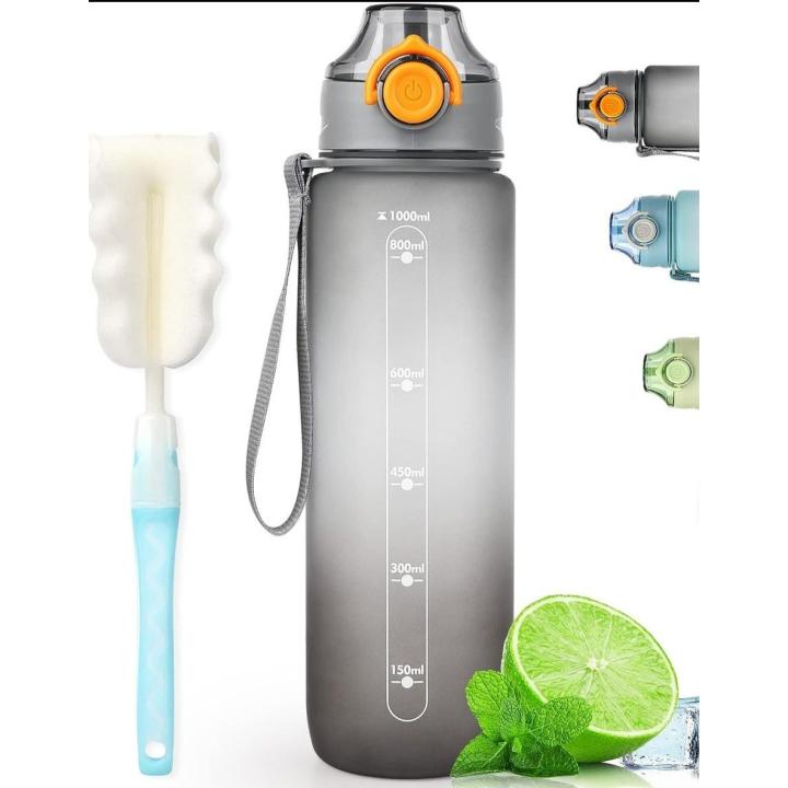 1-liter waterfles voor sport, school en buitenactiviteiten: Houd je gehydrateerd en presteer op je best! - Grijs