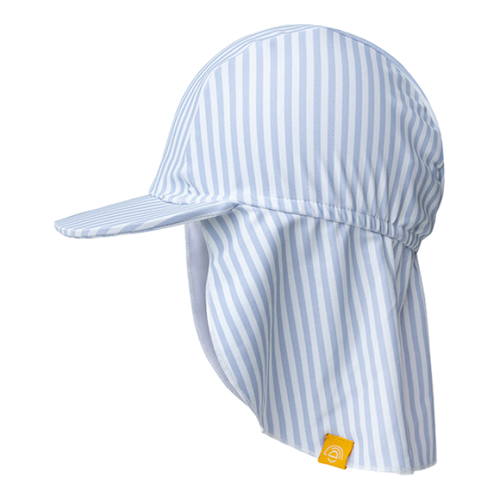 Swim Essentials UV Zonnepet met klep Blauw/Wit Gestreept - 0-1 jaar