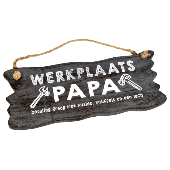 Woodart Wandbordje Werkplaats Papa Grijs 12x30 cm