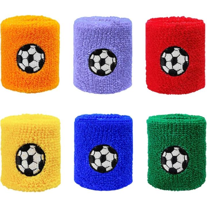 6 stuks zweetbanden voor kinderen, zweetband voetbal, kleurrijke zweetband pols, zweetband pols, kindervoetbal, basketbal, zweetbanden voor kinderen, zweetband kinderarm, zweetband, - Voetbal